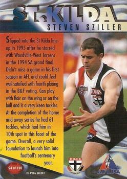 1996 Select AFL Centenary Series #94 Steven Sziller Back